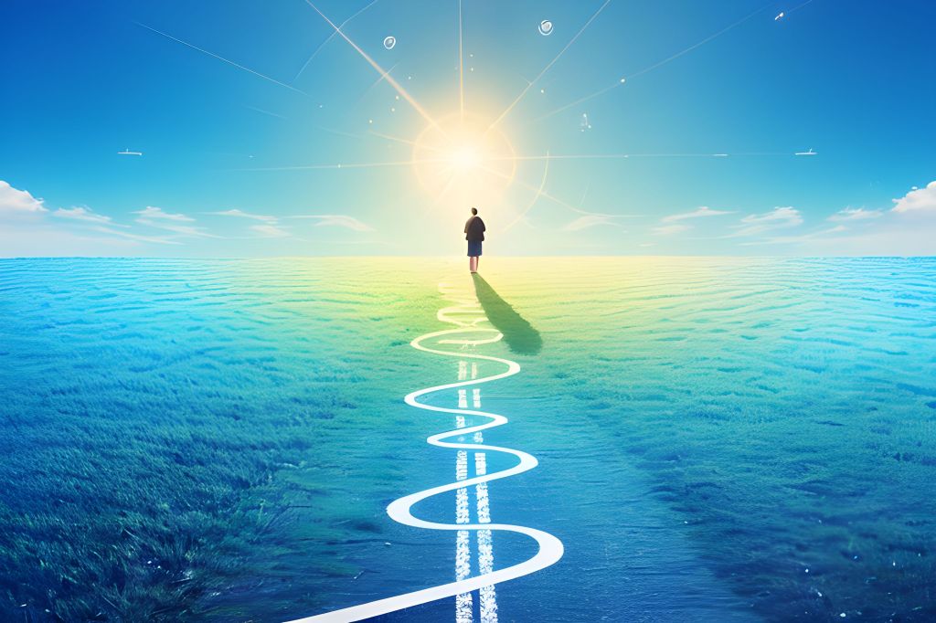 Explore the path of self-discovery and personal commitment with this thought-provoking image. It portrays a winding path, filled with challenges and obstacles, as we navigate a world that may oppose our beliefs. Yet, amidst the struggles, a guiding light illuminates the way, reminding us of the personal sacrifices and rewards of staying true to our values. The image captures the tension between staying true to oneself and the difficulties that may arise. It serves as a reminder that in embracing one's authentic journey, there is an opportunity for growth, fulfillment, and finding true purpose. Let this image prompt encourage us to reflect on the demands of personal commitment and the resilience needed to pursue our chosen path.